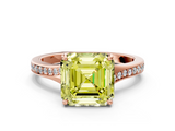 Rose gold Fancy Yellow Asscher  Solitaire Pavé Band with Four-Prong Setting_34