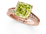 Rose gold Fancy Yellow Asscher  Solitaire Pavé Diamond Milgrain Engagement Ring with Four-Prong Setting_1