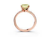 Rose gold Fancy Yellow Asscher  Solitaire Pave Diamond Engagement Ring with Four-Prong Setting_3