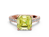Rose gold Fancy Yellow Asscher  Solitaire Pave Diamond Engagement Ring with Prong Setting_28