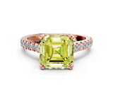 Rose gold Fancy Yellow Asscher  Solitaire Pave Diamond Engagement Ring with Prong Setting_45