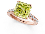 Rose gold Fancy Yellow Asscher  Solitaire Pave Diamond Engagement Ring with Prong Setting_46