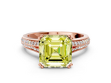 Rose gold Fancy Yellow Asscher  Solitaire Pave Split Shank Engagement Ring with Six-Prong Setting_17