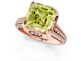 Rose gold Fancy Yellow Asscher  Solitaire Pave Split Shank Ring with Four-Prong Setting_70