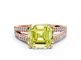 Rose gold Fancy Yellow Asscher  Solitaire Split Shank Pavé Diamond Engagement Ring_17