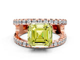Rose gold Fancy Yellow Asscher  Solitaire Split Shank Pave Diamond Ring_41