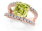 Rose gold Fancy Yellow Asscher  Solitaire Split Shank Pave Diamond Ring_42