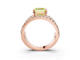 Rose gold Fancy Yellow Asscher  Solitaire Split Shank Pave Diamond Ring_44
