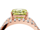 Rose gold Fancy Yellow Asscher  Solitaire Split Shank Pave Diamond Ring_45
