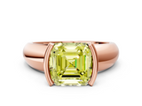Rose gold Fancy Yellow Asscher  Solitaire Tension Set Diamond Ring with Wide Band_54