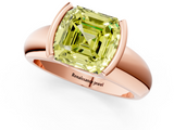 Rose gold Fancy Yellow Asscher  Solitaire Tension Set Diamond Ring with Wide Band_55