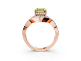 Rose gold Fancy Yellow Asscher  Solitaire Twist Band Pavé Diamond Engagement Ring_18
