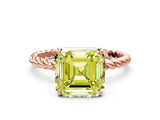Rose gold Fancy Yellow Asscher  Solitaire Twist Band Ring with Four-Prong Setting_83