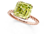 Rose gold Fancy Yellow Asscher  Solitaire Twist Band Ring with Four-Prong Setting_84