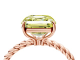 Rose gold Fancy Yellow Asscher  Solitaire Twist Band Ring with Four-Prong Setting_87