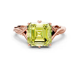 Rose gold Fancy Yellow Asscher  Solitaire Twist Band Six-Prong Setting 1
