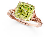 Rose gold Fancy Yellow Asscher  Solitaire Twist Band Six-Prong Setting 2