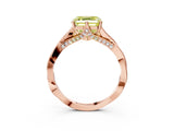 Rose gold Fancy Yellow Asscher  Solitaire Twist Band Six-Prong Setting 4