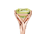 Rose gold Fancy Yellow Asscher  Solitaire Twist Band Six-Prong Setting