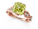 Rose gold Fancy Yellow Asscher  Solitaire Twist Band with Leaf Prong Setting_27