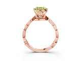 Rose gold Fancy Yellow Asscher  Solitaire Twist Band with Leaf Prong Setting_29