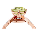 Rose gold Fancy Yellow Asscher  Solitaire Twist Band with Leaf Prong Setting_30