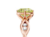 Rose gold Fancy Yellow Asscher  Solitaire Twist Band with Leaf Prong Setting_31
