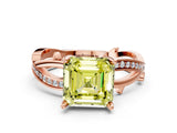 Rose gold Fancy Yellow Asscher  Solitaire Twist Band with Pavé Accents and Four-Prong Setting_20