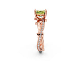 Rose gold Fancy Yellow Asscher  Solitaire Twist Band with Pavé Accents and Four-Prong Setting_22