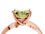 Rose gold Fancy Yellow Asscher  Solitaire Twist Band with Pavé Accents and Four-Prong Setting_24