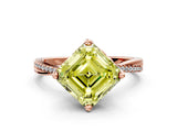 Rose gold Fancy Yellow Asscher  Solitaire Twist Band with Pavé Diamonds and Four-Prong Setting_120