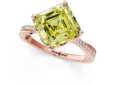 Rose gold Fancy Yellow Asscher  Solitaire Twist Band with Pavé Diamonds and Four-Prong Setting_121