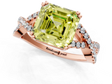 Rose gold Fancy Yellow Asscher  Solitaire Twist Band with Pavé Setting and Four-Prong Setting_1