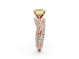 Rose gold Fancy Yellow Asscher  Solitaire Twist Band with Pavé Setting and Four-Prong Setting_2