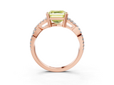 Rose gold Fancy Yellow Asscher  Solitaire Twist Band with Pavé Setting and Four-Prong Setting_3