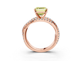 Rose gold Fancy Yellow Asscher  Solitaire Twist Band with Pavé Setting and Four-Prong Setting_3