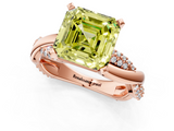 Rose gold Fancy Yellow Asscher  Solitaire Twist Band with Pave Prong Setting_18