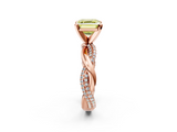 Rose gold Fancy Yellow Asscher  Solitaire Twist Band with Pave Prong Setting_19