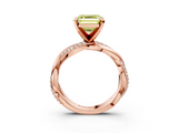 Rose gold Fancy Yellow Asscher  Solitaire Twist Band with Pave Prong Setting_20