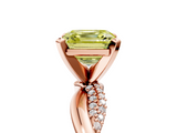 Rose gold Fancy Yellow Asscher  Solitaire Twist Band with Pave Prong Setting_22