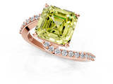 Rose gold Fancy Yellow Asscher  Solitaire Twist Band with Pave Set Diamonds and Four-Prong Setting_1