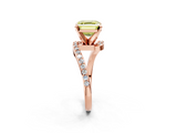 Rose gold Fancy Yellow Asscher  Solitaire Twist Band with Pave Set Diamonds and Four-Prong Setting_2
