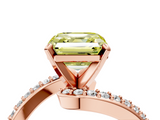 Rose gold Fancy Yellow Asscher  Solitaire Twist Band with Pave Set Diamonds and Four-Prong Setting_4