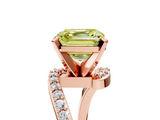 Rose gold Fancy Yellow Asscher  Solitaire Twist Band with Pave Set Diamonds and Four-Prong Setting_5