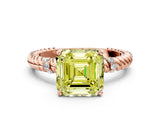 Rose gold Fancy Yellow Asscher  Solitaire Twisted Band Prong Set Engagement Ring_47