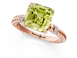 Rose gold Fancy Yellow Asscher  Solitaire Twisted Band Prong Set Engagement Ring_48