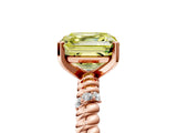 Rose gold Fancy Yellow Asscher  Solitaire Twisted Band Prong Set Engagement Ring_52