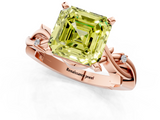 Rose gold Fancy Yellow Asscher  Solitaire Twisted Band Prong Setting Ring_1
