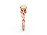 Rose gold Fancy Yellow Asscher  Solitaire Twisted Band Prong Setting Ring_2