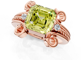 Rose gold Fancy Yellow Asscher  Solitaire Twisted Band Scroll Prong Ring_4